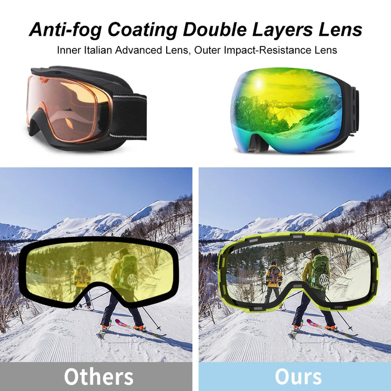 UV400 Anti-fog Ski Goggles
