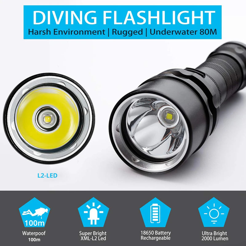 IP68 Waterproof Powerful Diving Flashlight