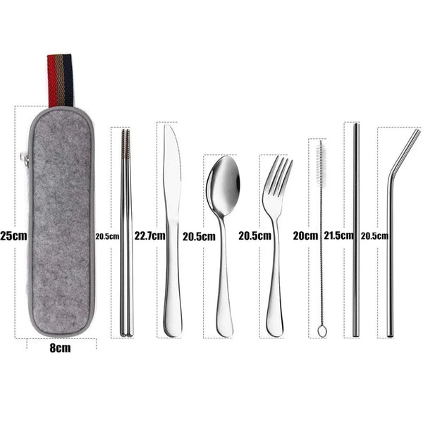 Reusable Stainless Steel Utensils Set with Case